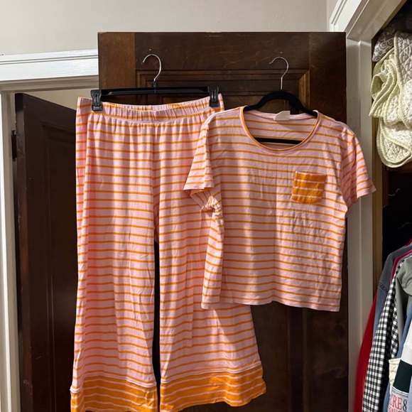 LAKE Other - Women's Striped Orange Pajama Set